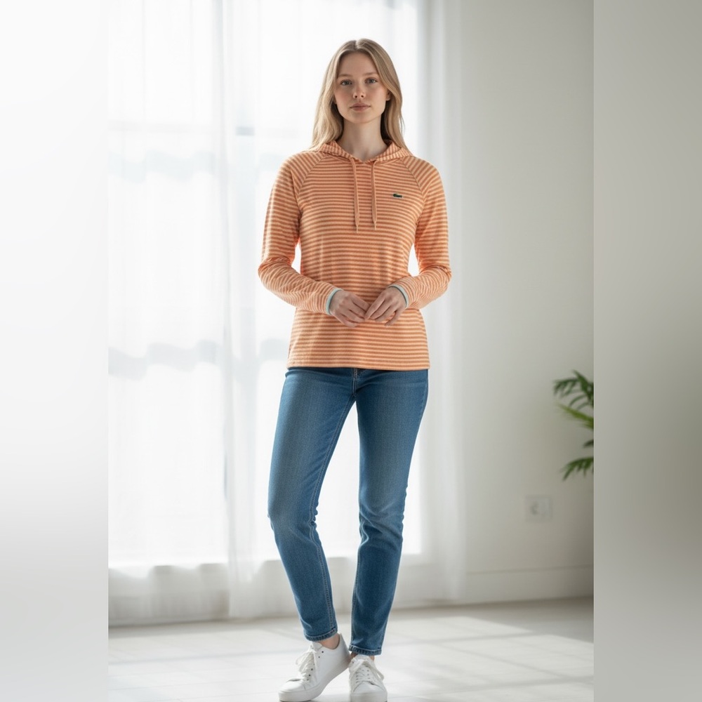 Striped Orange Hoodie Top